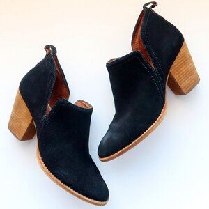 Jeffrey Campbell Black Suede Leather Block Heel Pull-on Ankle Boots Booties 9